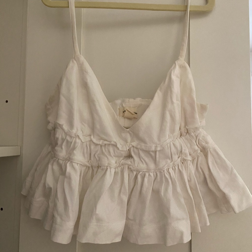 White ruffled crop top